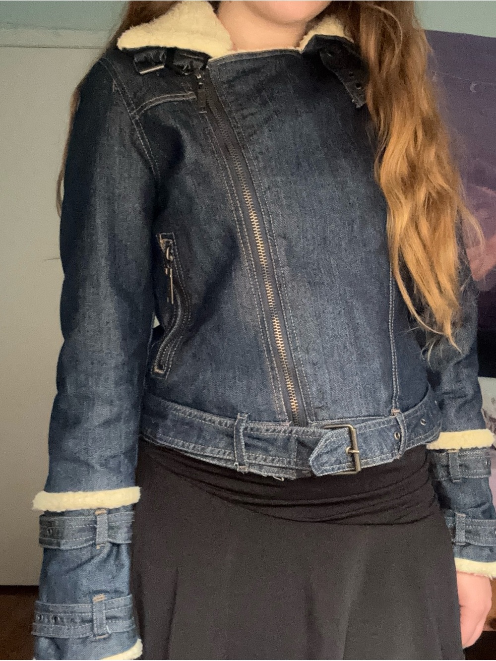 Women’s Dark Blue Denim asymmetrical jacket